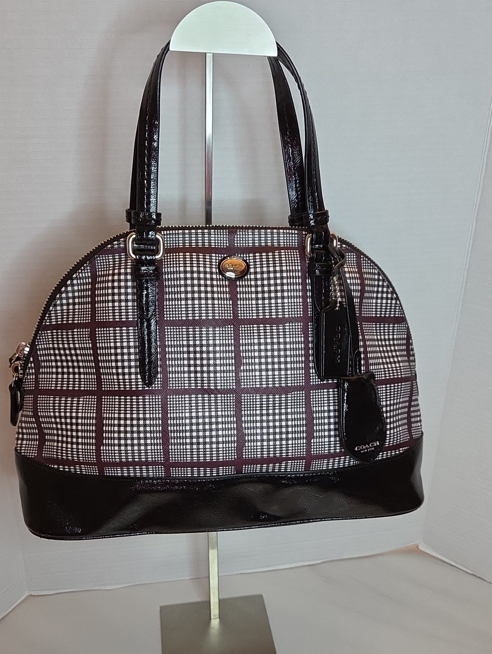 Coach Peyton Cora Glen Plaid Dome Satchel - Style F32841